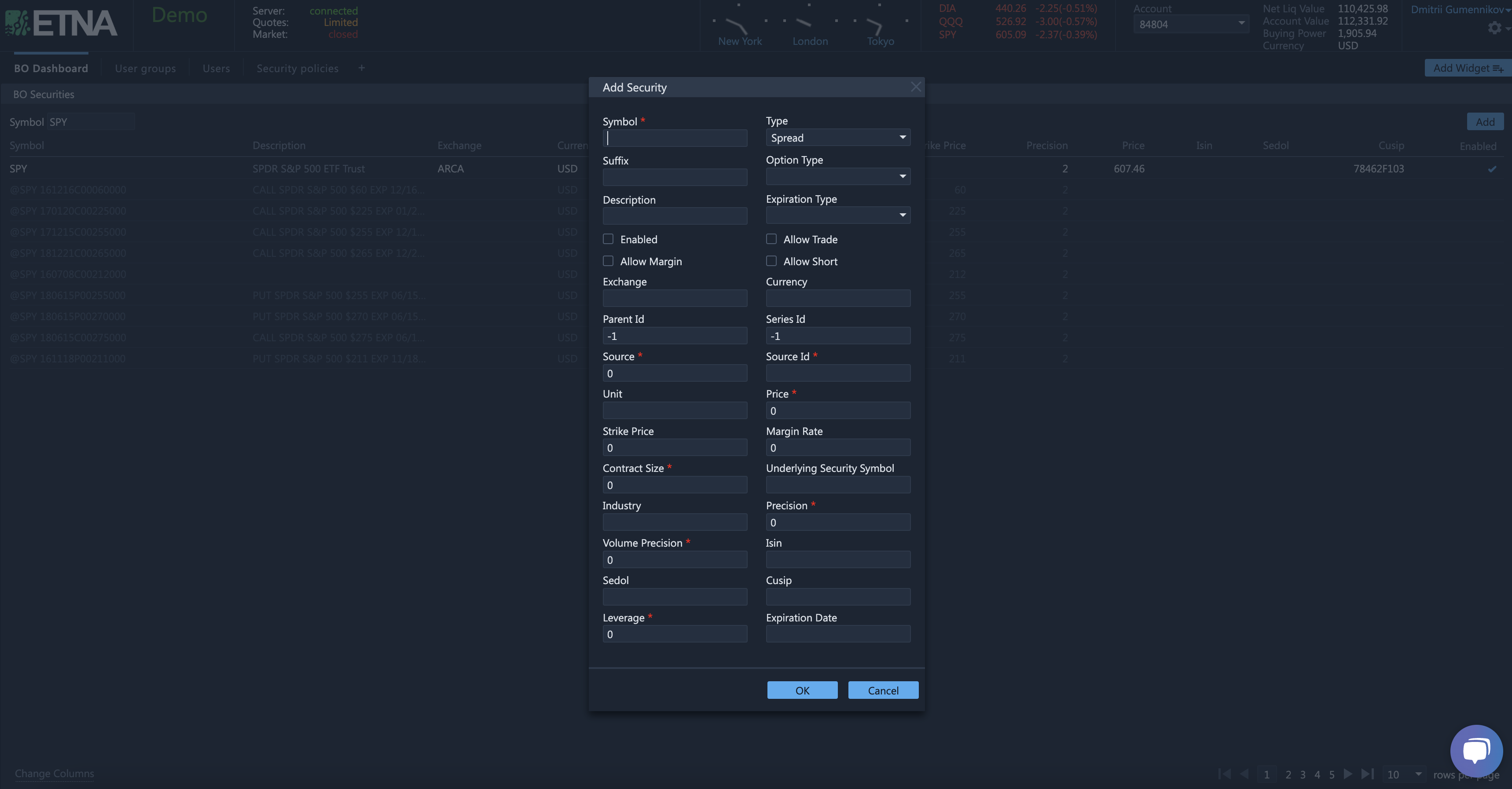 screenshot of ETNA Back Office Solutions
